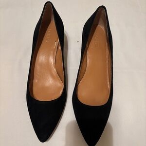 J Crew Black Suede Kitten Heels Size 9